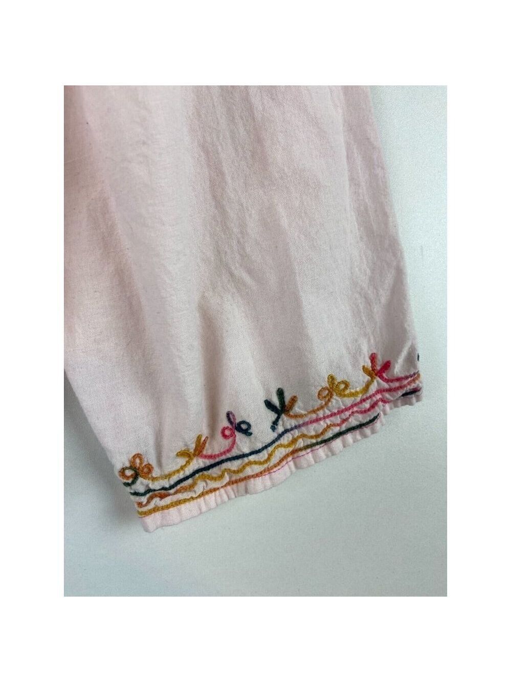 Women's Pale Pink Embroidered Cotton Blouse Size M - Picture 6 of 9